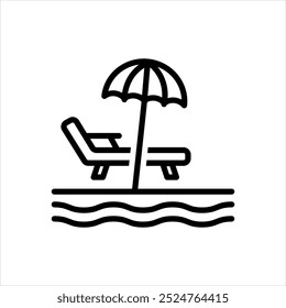 Icono de línea negra de Vector para cubierta de piscina
