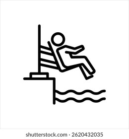 Vector black line icon for pool hoist
