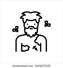 Vector black line icon for poor hygiene