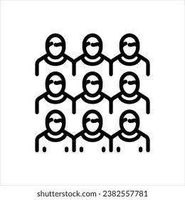 Vector black line icon for population