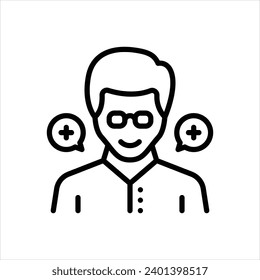 Vector black line icon for positive