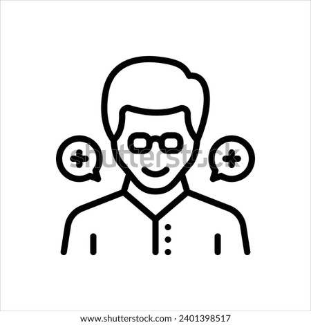 Vector black line icon for positive