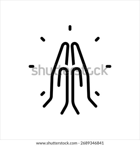 Vector black line icon for praying hands