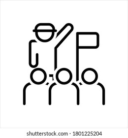 Vector black line icon for president