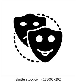 Vector black line icon for pretend