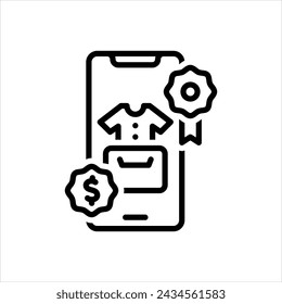 Vector black line icon for price and quality