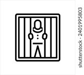 Vector black line icon for prison