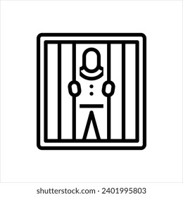Vector black line icon for prison