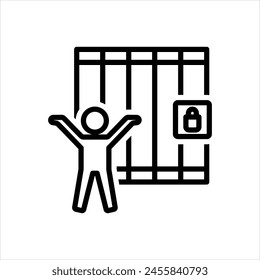 Vector black line icon for prison release
