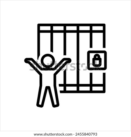 Vector black line icon for prison release
