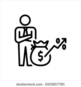 Icono de línea negra de Vector para inversor privado
