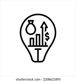 Vector black line icon for profit