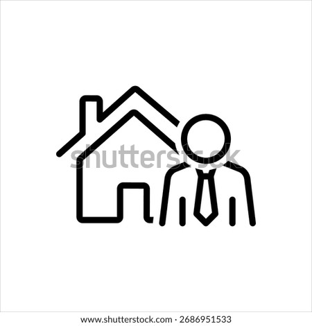 Vector black line icon for property agent