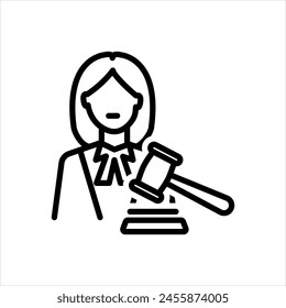 Vector black line icon for 
prosecutor