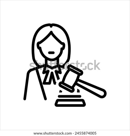 Vector black line icon for 
prosecutor