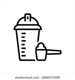 Ícone de linha preta vetorial para o shake de proteína