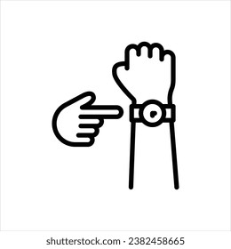 Vector black line icon for punctuality