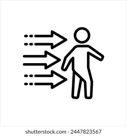 Icono de línea negra de Vector para 
perseguir