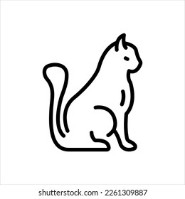 Vector black line icon for pussy