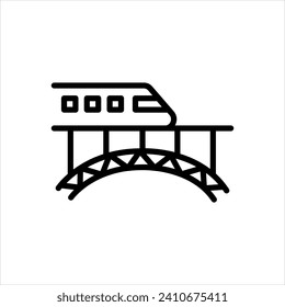 Icono de la línea negra del vector para el puente ferroviario