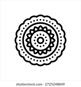 Vector black line icon for rangoli