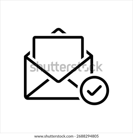 Vector black line icon for Read mail