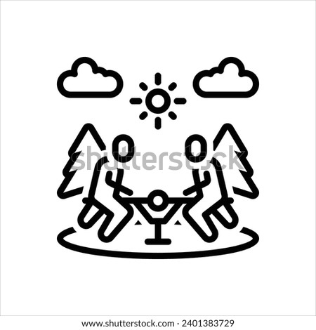 Vector black line icon for recreation