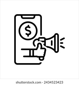 Vector black line icon for referral program