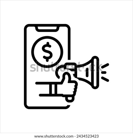 Vector black line icon for referral program