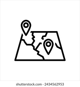 Vector black line icon for region