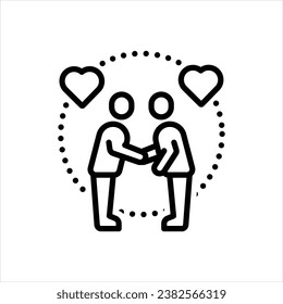 Icono de línea negra del vector para la relación