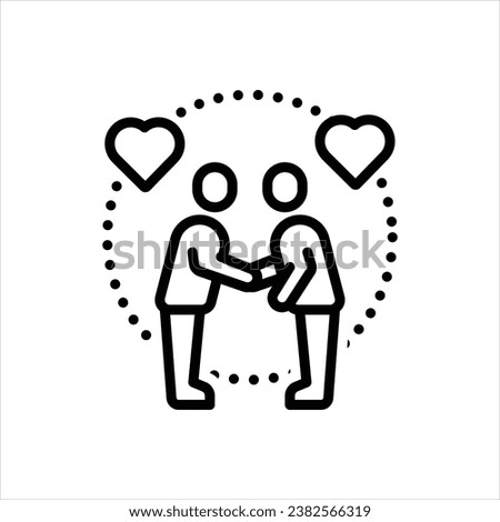 Vector black line icon for relationship