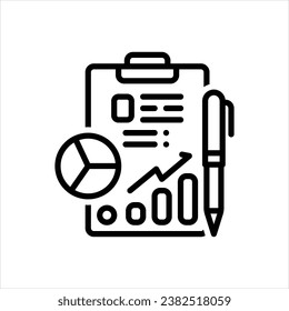 Vector black line icon for report