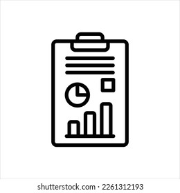 Vector black line icon for reports