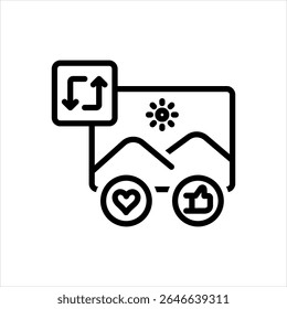 Vector black line icon for repost