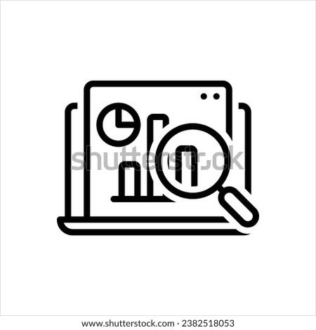 Vector black line icon for research