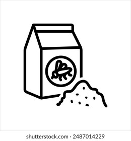 Vector black line icon for residual powder