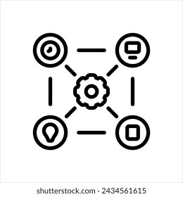 Vector black line icon for resources