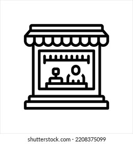 Icono de línea negra vectorial para minorista