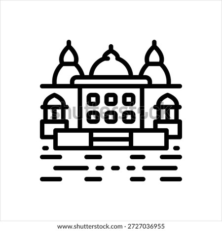 Vector black line icon for River