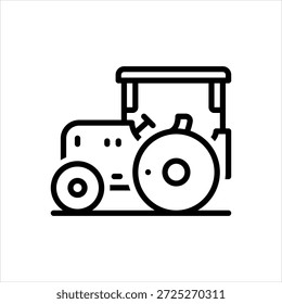 Vector black line icon for road roller