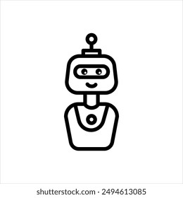 Vector black line icon for robot