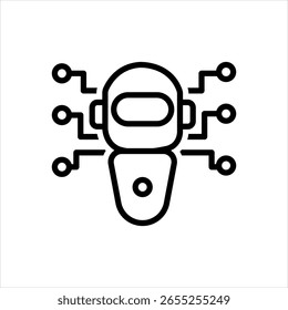 Vector black line icon for robot