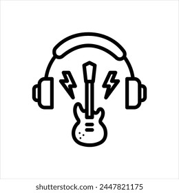 Icono de línea negra de Vector para música rock