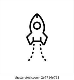 Icono de línea negra de Vector para cohete