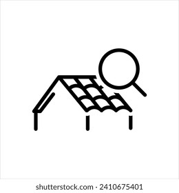 Vector black line icon for roof inspection