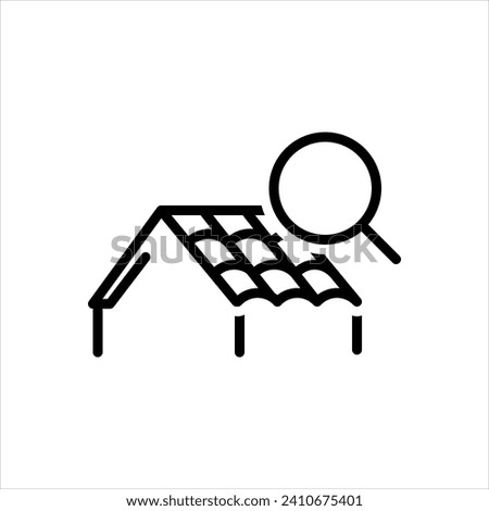 Vector black line icon for roof inspection