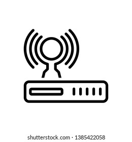 Vector black line icon for router