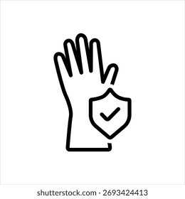 Vektor schwarze Linie Symbol für Schutzhandschuhe