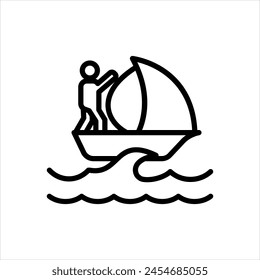 Vector black line icon for 
sailing